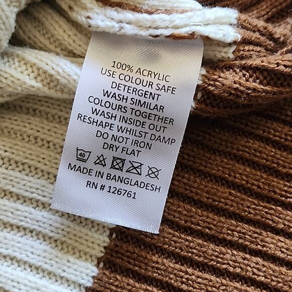 Love For Humanity Brown and Ivory Striped Sweater - Picture 5 of 6